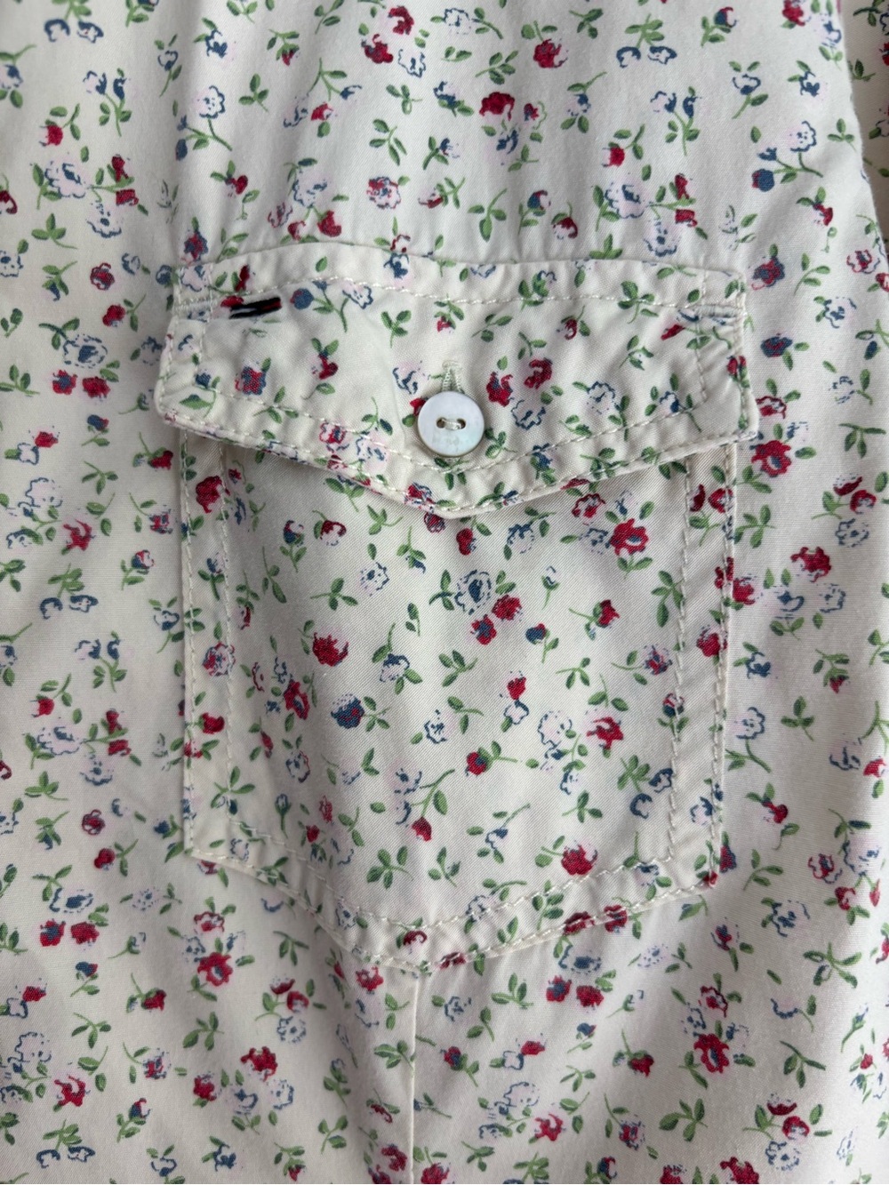 HILFIGER Denim Blue Red & White Vintage Floral Western Style Button Down Shirt L - Picture 5 of 12